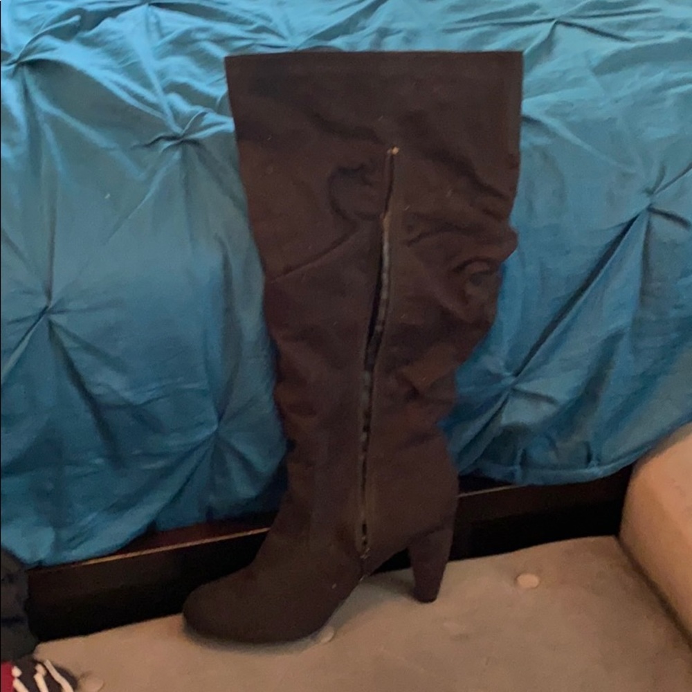 Knee high suede boots